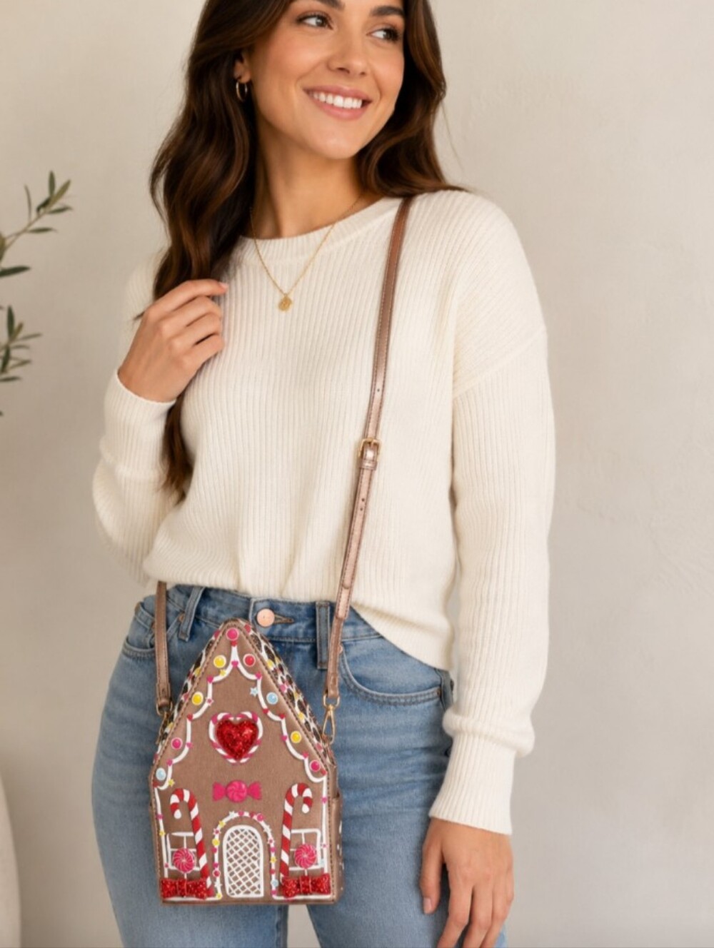 Gingerbread House Crossbody Bag - Brown